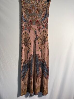 FARM Rio Pink Multicolor Maxi Skirt with Crane & Floral Print